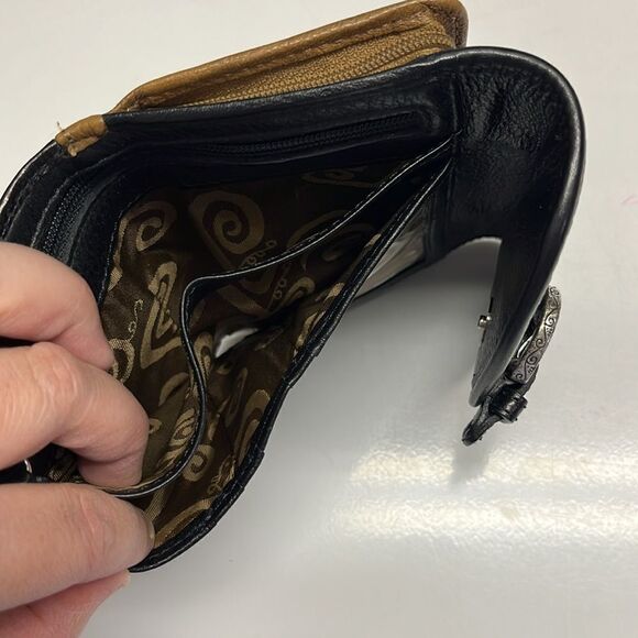 Brighton Tri-fold Brown Black Silver-Tone Magnetic Closure Various Compartments - Picture 8 of 16